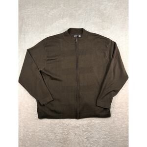 Cotton Reel Merino Wool Blend Zip-Up Sweater Men's XXL Brown